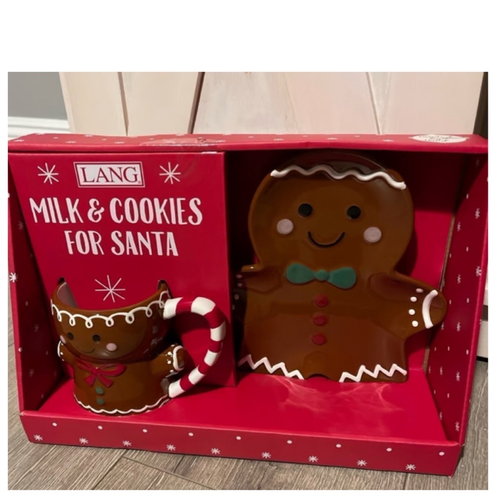NEW Adorable Gingerbread Man Mug & Plate Set Christmas Holiday Decor